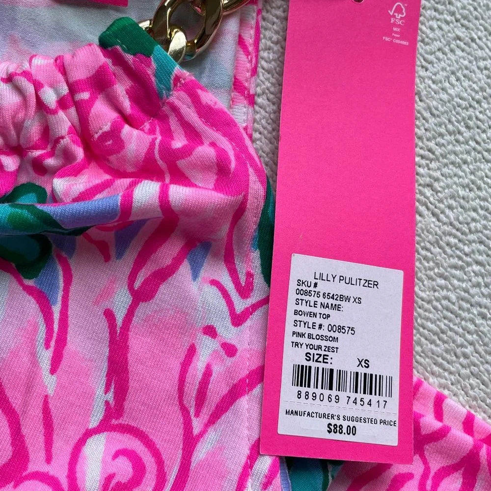 Lilly Pulitzer Bowen Top - Pink Blossom (XS) - Picture 4 of 5